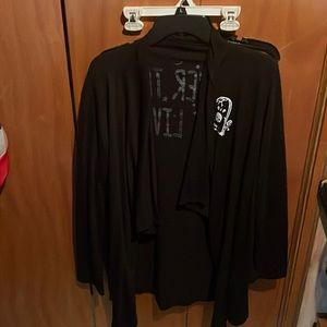 Black slogan cardigan